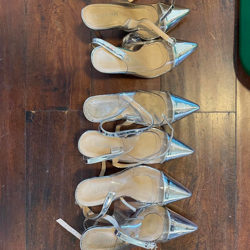 Silver metallicclear heels